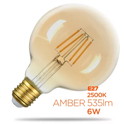 Лампа FIL LS G95 6W 2500K AMBER 535Lm LIGHT SET 