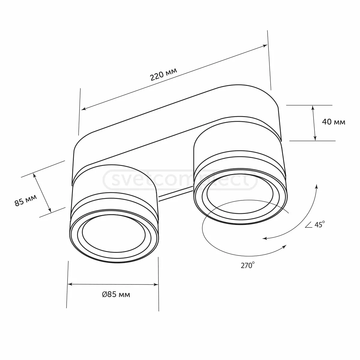 Світильник накладний спот SP SMEREKA 2*GX53 чорний LIGHT SET