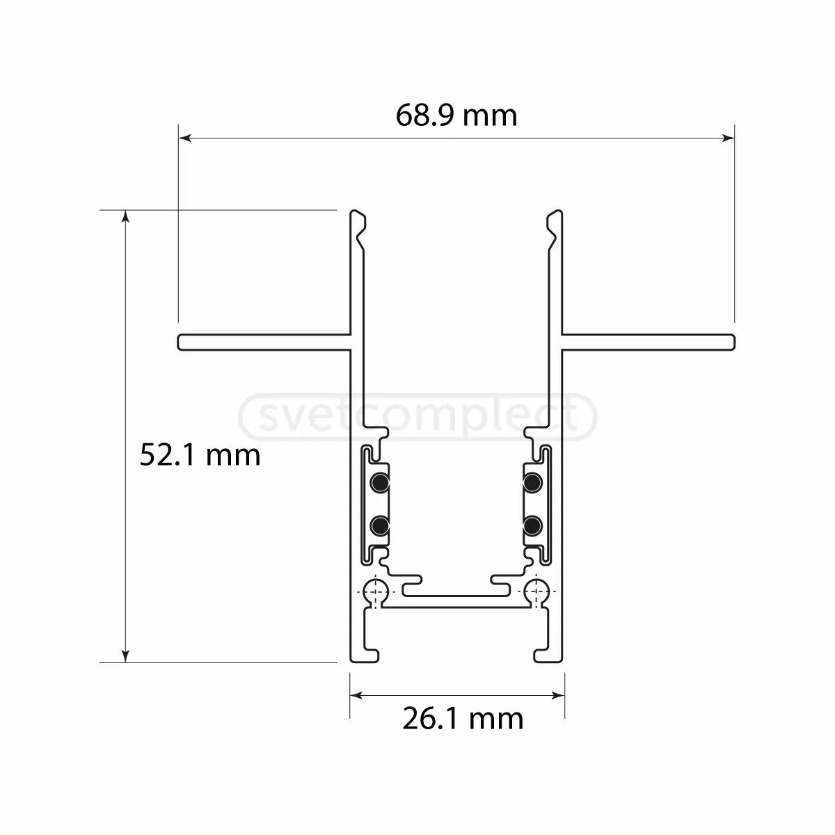 Шинопровід для трекових систем прихованого монтажу LIGHT SET LSDMR - 2M G26 білий