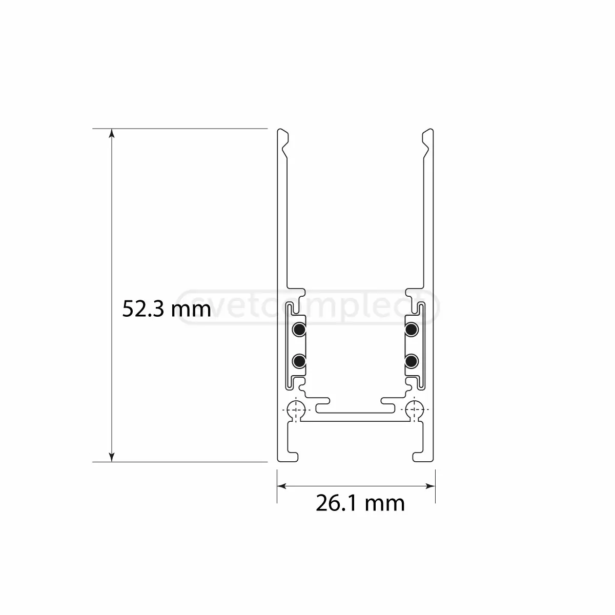 Шинопровід для трекових систем прихованого монтажу LIGHT SET LSBMR -1M G26 білий