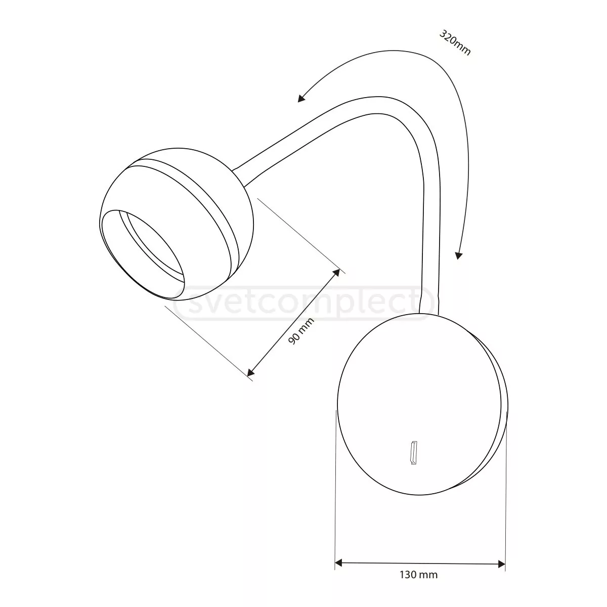 Світильник настінний бра JASEN LS-WL 90130 1xGX53 чорний LIGHT SET