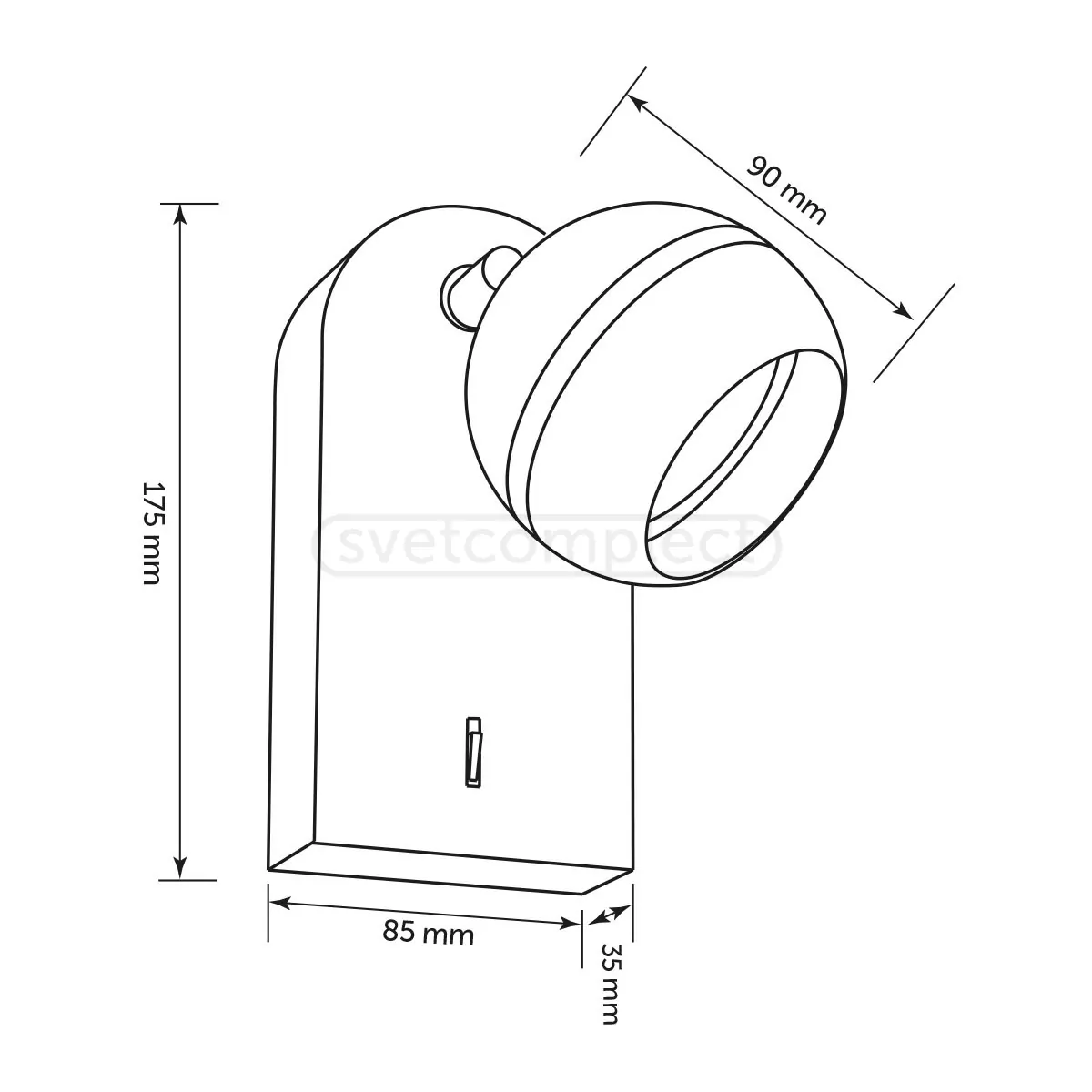 Світильник настінний бра JASEN LS-WL 85175 1xGX53 чорний LIGHT SET