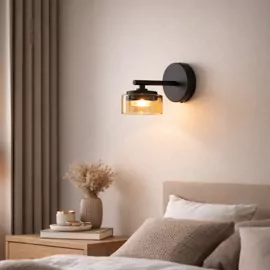 Бра DUSHA MS241-B 1 x GX53. max.12W. 100х190х140mm, метал/скло, чорний/бурштин, LIGHT SET