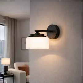Бра DUSHA MS241-B 1 x GX53. max.12W. 100х190х140mm, метал/скло, чорний/молочний, LIGHT SET