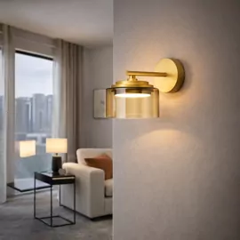 Бра DUSHA MS241-B 1 x GX53. max.12W. 100х190х140mm, метал/скло, золото/бурштин, LIGHT SET