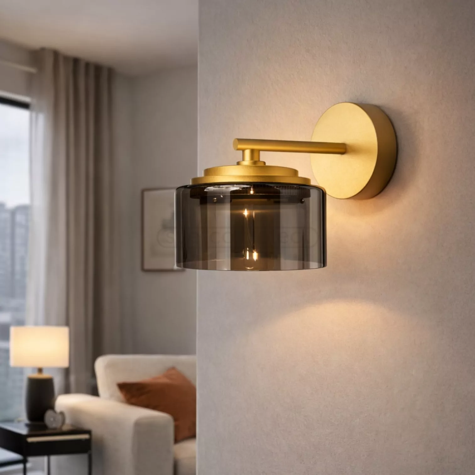 Бра DUSHA MS241-B 1 x GX53. max.12W. 100х190х140mm, метал/скло, золото/димчатий, LIGHT SET