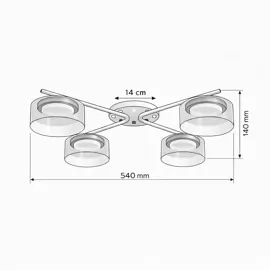 Люстра DUSHA MS228 - 4 x GX53. max.12W. 540х140mm, метал/скло, білий/молочний, LIGHT SET
