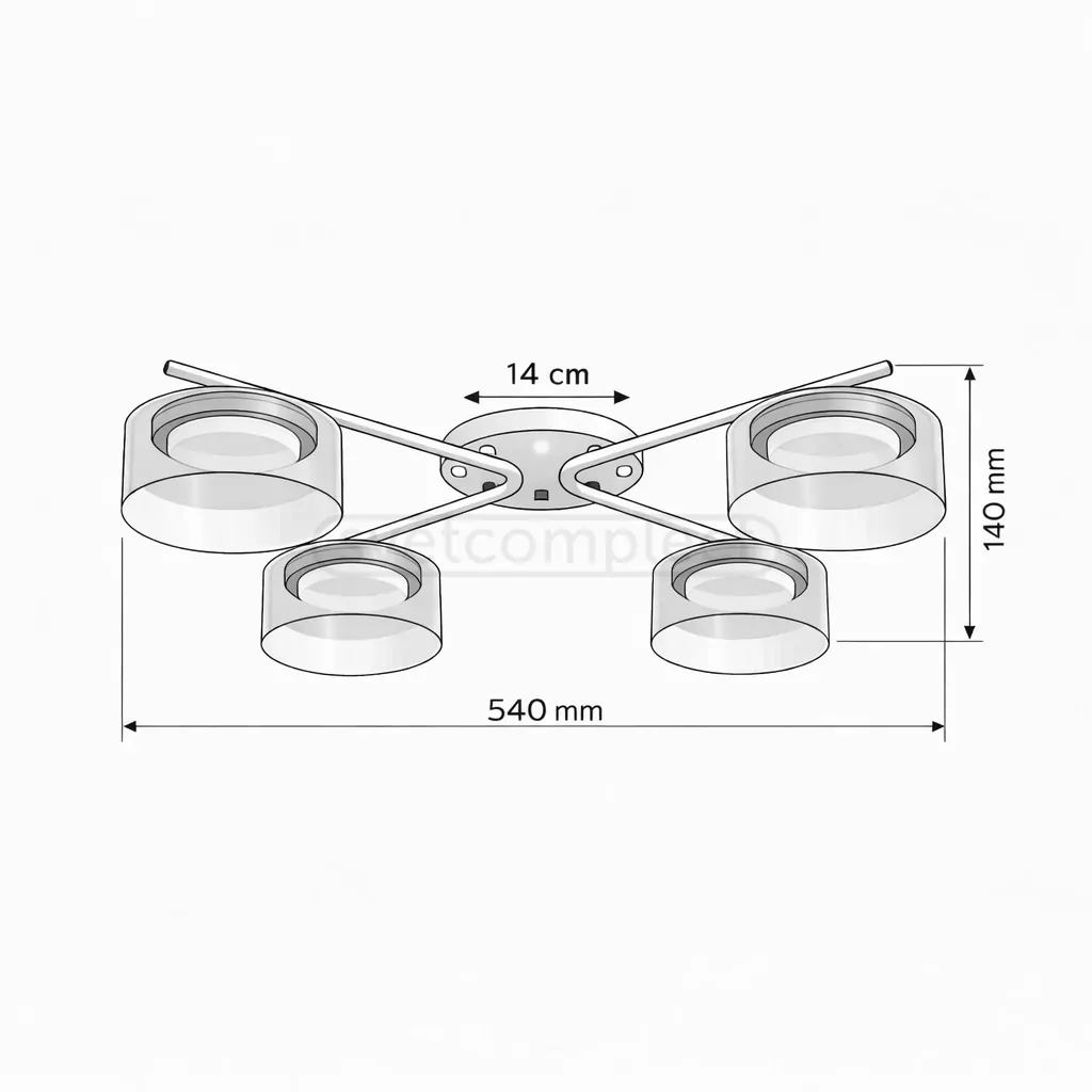 Люстра DUSHA MS228 - 4 x GX53. max.12W. 540х140mm, метал/скло, білий/димчатий, LIGHT SET
