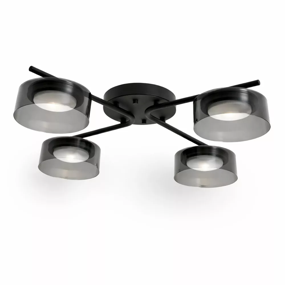 Люстра DUSHA MS228 - 4 x GX53. max.12W. 540х140mm, метал/скло, чорний/димчатий, LIGHT SET