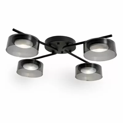 Люстра DUSHA MS228 - 4 x GX53. max.12W. 540х140mm, метал/скло, чорний/димчатий, LIGHT SET