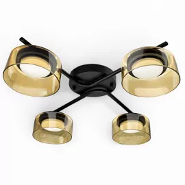 Люстра DUSHA MS228 - 4 x GX53. max.12W. 540х140mm, метал/скло, чорний/бурштин, LIGHT SET