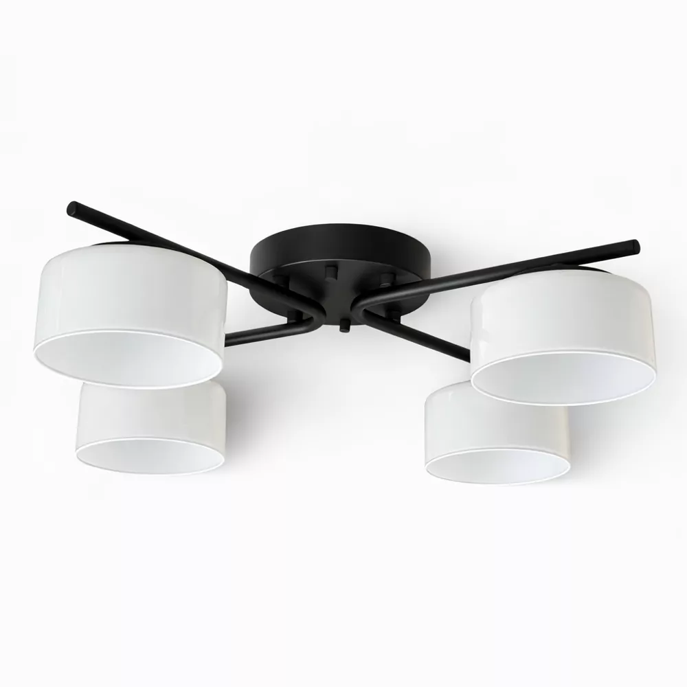 Люстра DUSHA MS228 - 4 x GX53. max.12W. 540х140mm, метал/скло, чорний/молочний, LIGHT SET