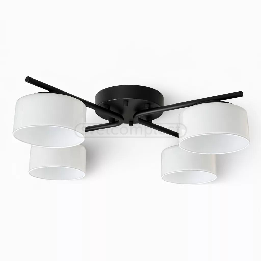 Люстра DUSHA MS228 - 4 x GX53. max.12W. 540х140mm, метал/скло, чорний/молочний, LIGHT SET