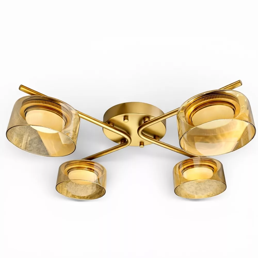 Люстра DUSHA MS228 - 4 x GX53. max.12W. 540х140mm, метал/скло, золото/бурштин, LIGHT SET