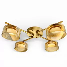 Люстра DUSHA MS228 - 4 x GX53. max.12W. 540х140mm, метал/скло, золото/бурштин, LIGHT SET