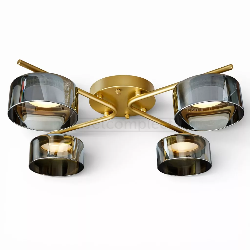 Люстра DUSHA MS228 - 4 x GX53. max.12W. 540х140mm, метал/скло, золото/димчатий, LIGHT SET