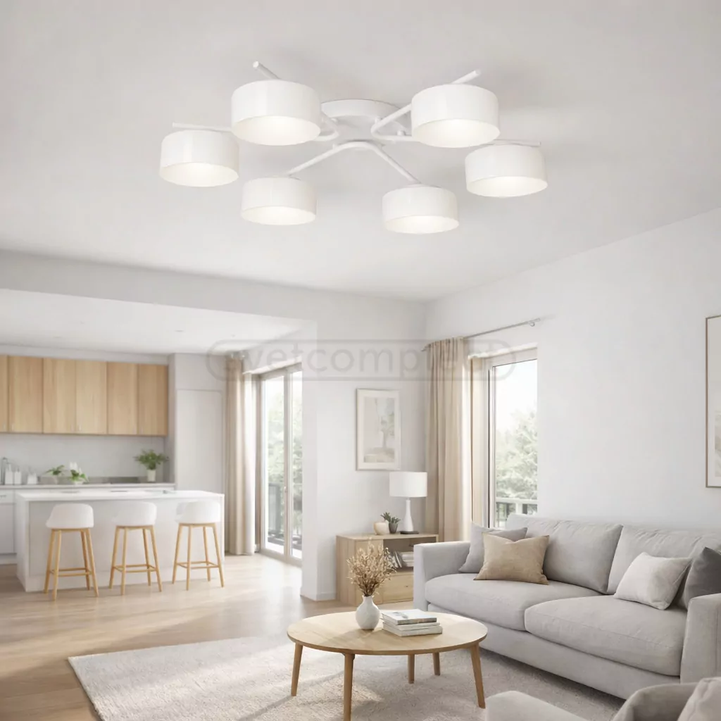 Люстра DUSHA MS228 - 6 x GX53. max.12W. 640х140mm, метал/скло, білий/молочний, LIGHT SET