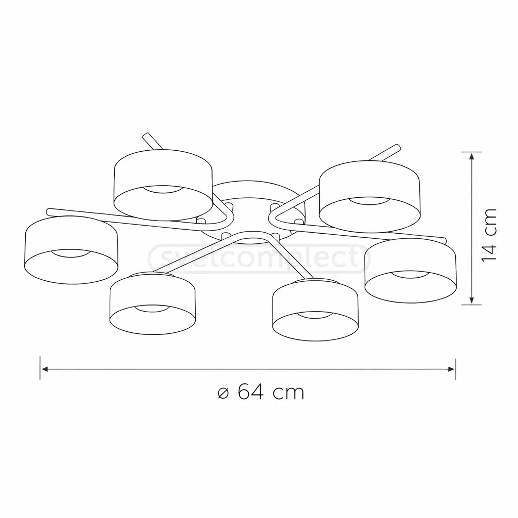 Люстра DUSHA MS228 - 6 x GX53. max.12W. 640х140mm, метал/скло, чорний/димчатий, LIGHT SET