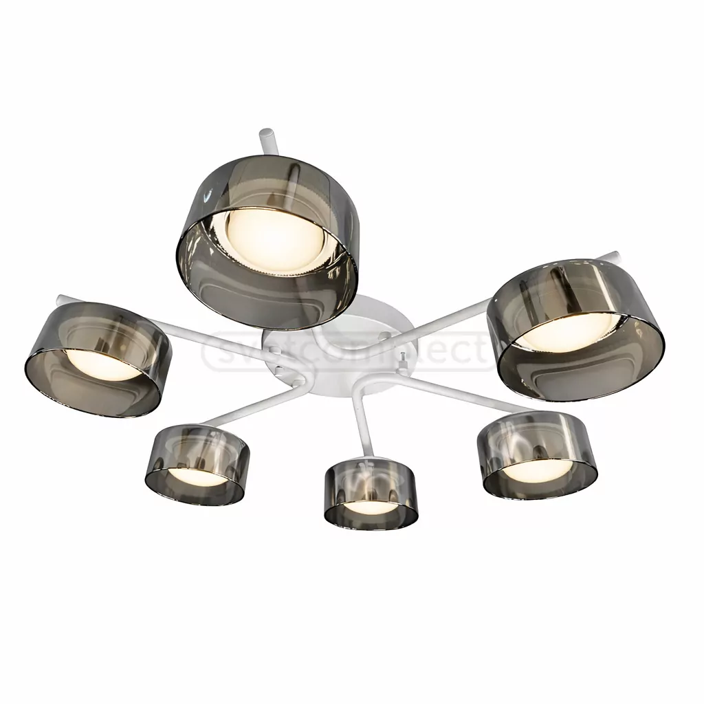 Люстра DUSHA MS228 - 6 x GX53. max.12W. 640х140mm, метал/скло, білий/димчатий, LIGHT SET