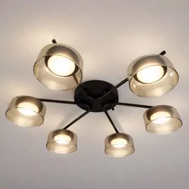 Люстра DUSHA MS228 - 6 x GX53. max.12W. 640х140mm, метал/скло, чорний/бурштин, LIGHT SET