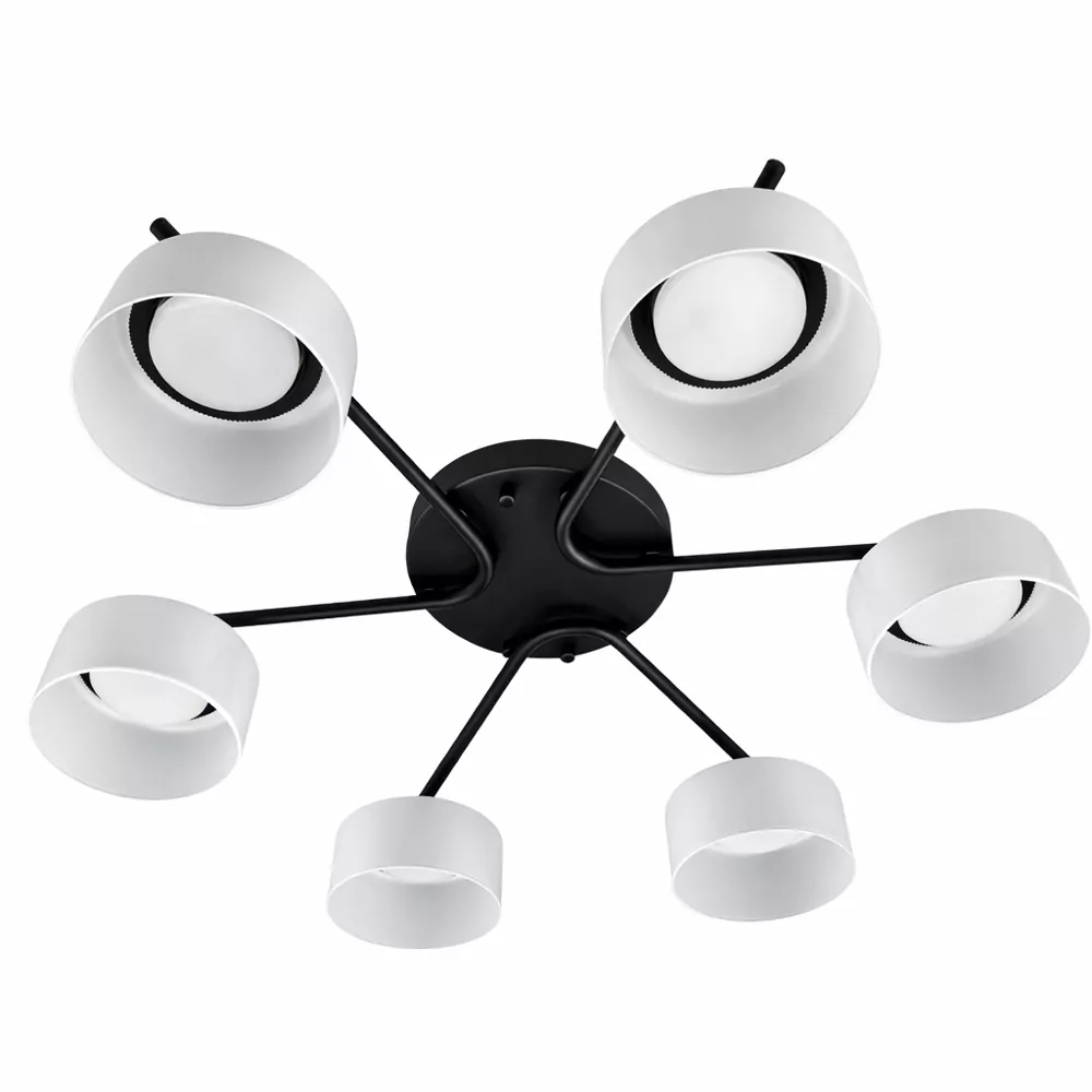 Люстра DUSHA MS228 - 6 x GX53. max.12W. 640х140mm, метал/скло, чорний/молочний, LIGHT SET