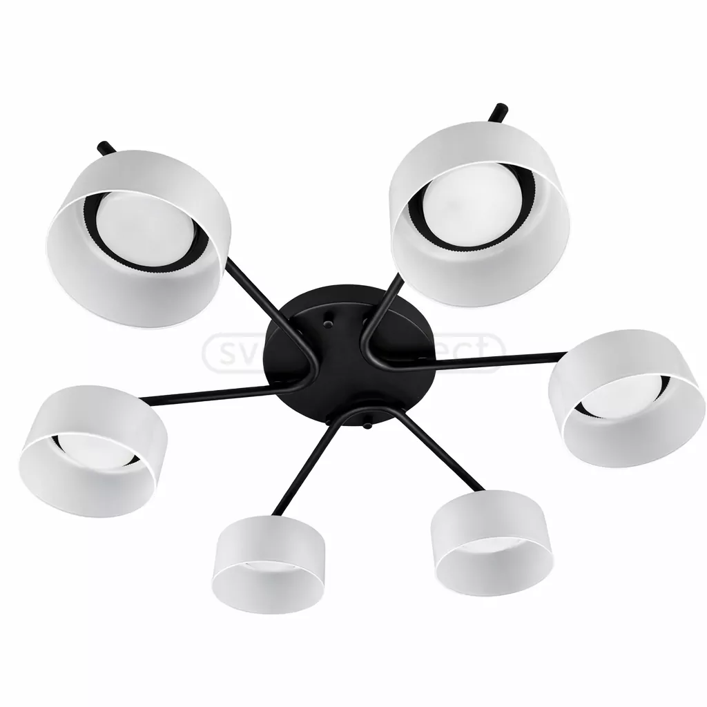 Люстра DUSHA MS228 - 6 x GX53. max.12W. 640х140mm, метал/скло, чорний/молочний, LIGHT SET