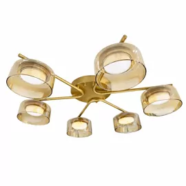 Люстра DUSHA MS228 - 6 x GX53. max.12W. 640х140mm, метал/скло, золото/бурштин, LIGHT SET