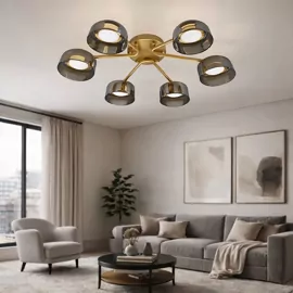 Люстра DUSHA MS228 - 6 x GX53. max.12W. 640х140mm, метал/скло, золото/димчатий, LIGHT SET