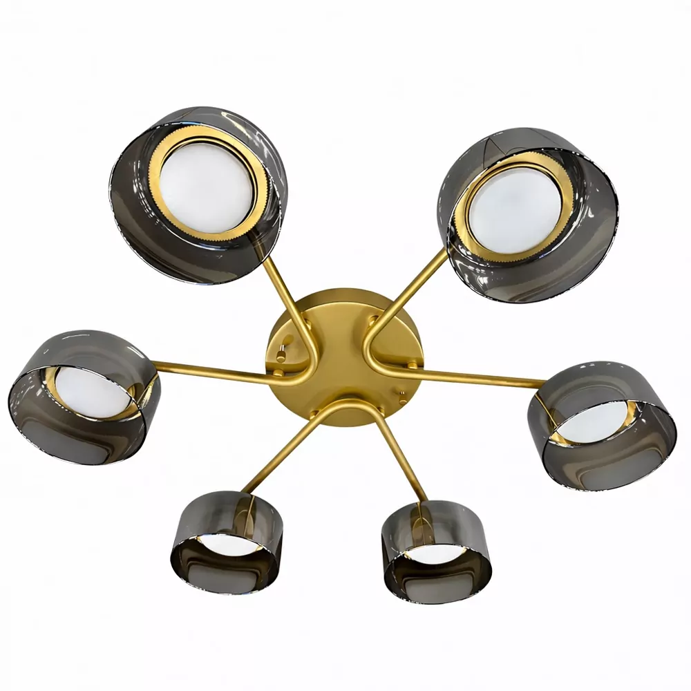 Люстра DUSHA MS228 - 6 x GX53. max.12W. 640х140mm, метал/скло, золото/димчатий, LIGHT SET