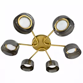 Люстра DUSHA MS228 - 6 x GX53. max.12W. 640х140mm, метал/скло, золото/димчатий, LIGHT SET