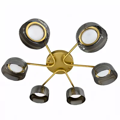 Люстра DUSHA MS228 - 6 x GX53. max.12W. 640х140mm, метал/скло, золото/димчатий, LIGHT SET