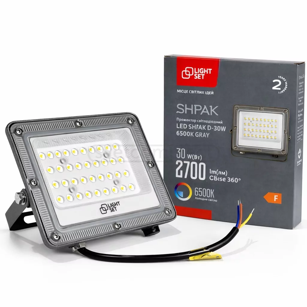Прожектор світлодіодний LED SHPAK D-30W 6500K, IP65, 123x148x23,8мм,сірий,алюміній LIGHT SET