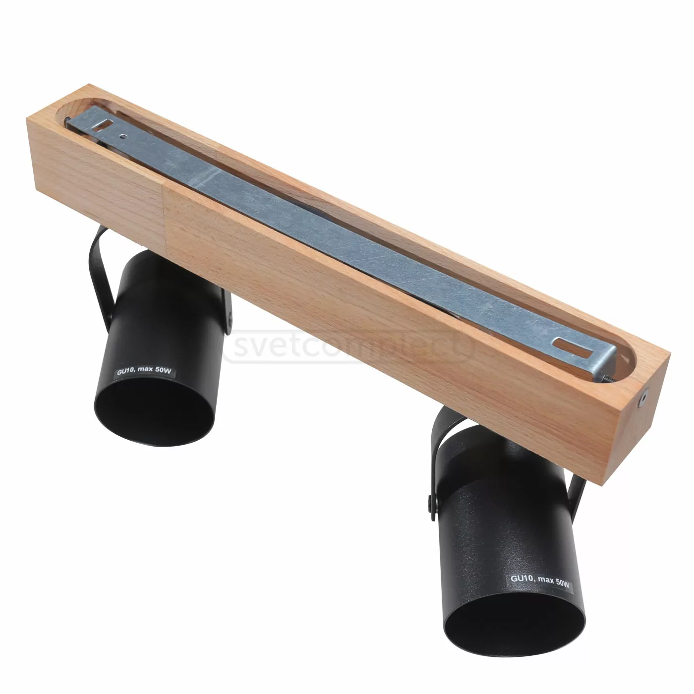 Спот СВЕТКОМПЛЕКТ WD 1002 2x50 Вт GU10 чорний/дерево