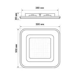 Світильник CHAYKA LED 669010 106W RC,6550Lm,3000-6500К,500x500x60mm,алюм.плас.акр.біл.сір.LIGHT SET