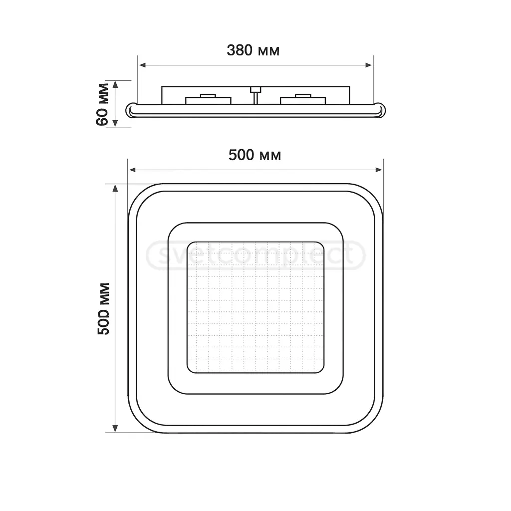 Світильник CHAYKA LED 669010 106W RC,6550Lm,3000-6500К,500x500x60mm,алюм.плас.акр.біл.сір.LIGHT SET