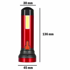 Ліхтар LED LB0187  1W, акум.1500mAh, метал, червоний, LIBOX 