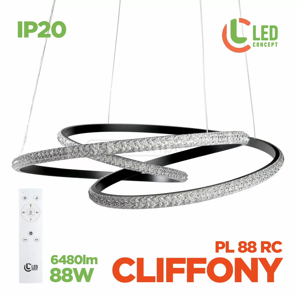 Світильник світлодіодний  LED CLIFFONY PL 88W RC LED CONCEPT Світильник світлодіодний  LED CLIFFONY PL 88W RC LED CONCEPT