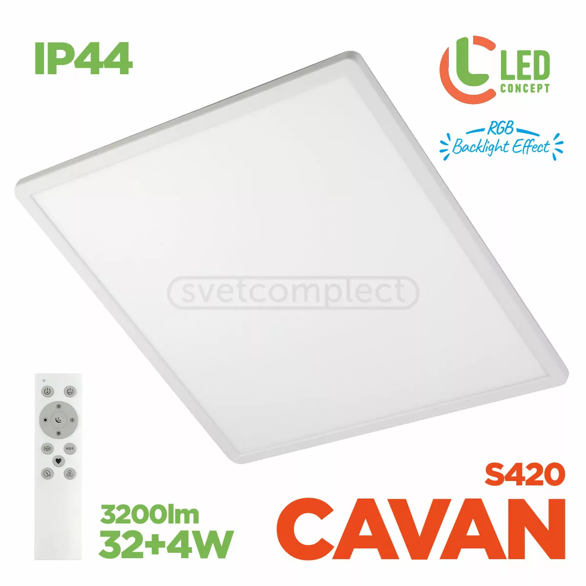 Світильник LED CAVAN S 420 32+4W RGB Backight WH LED CONCEPT Світильник LED CAVAN S 420 32+4W RGB Backight WH LED CONCEPT