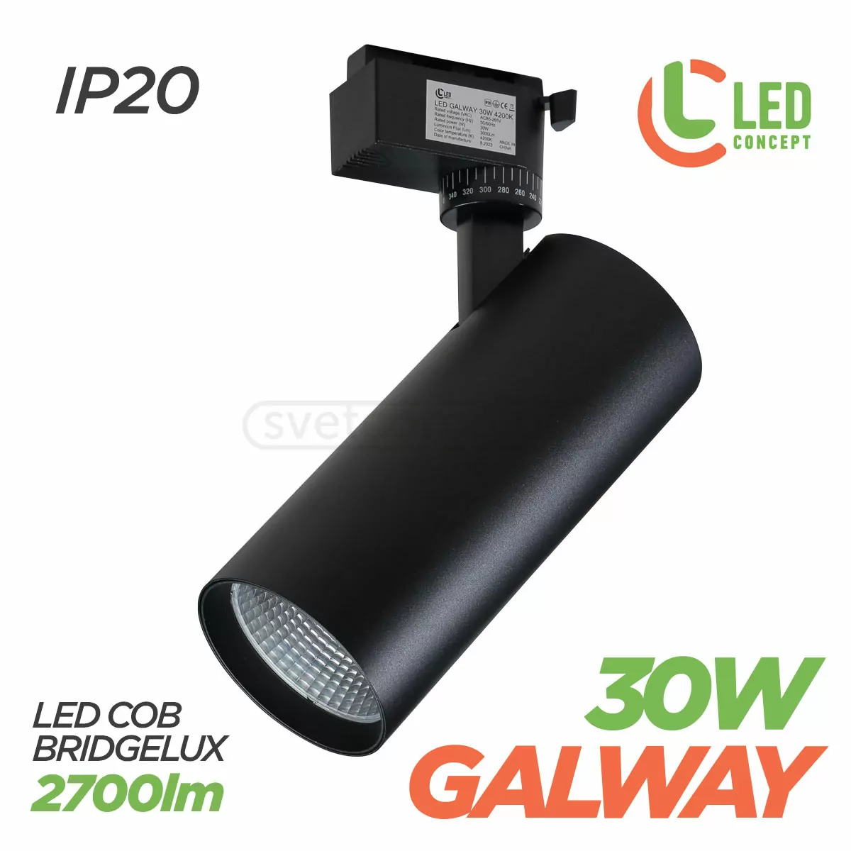 Трековий свiтильник LED GALWAY 30W 4200K BK LED CONCEPT