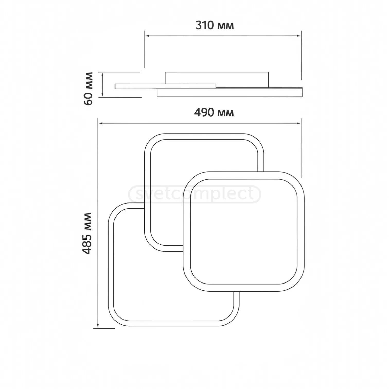 Світильник DNISTER LED 3S 80W RC,4970Lm,3000-6500K,485х490x60mm,мет.акрил.пласт.біл.чорн.LIGHT SET
