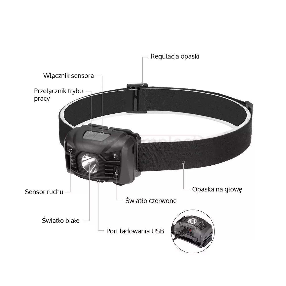 Ліхтар VAYOX налобний LED VA0020 3W 1200mAh