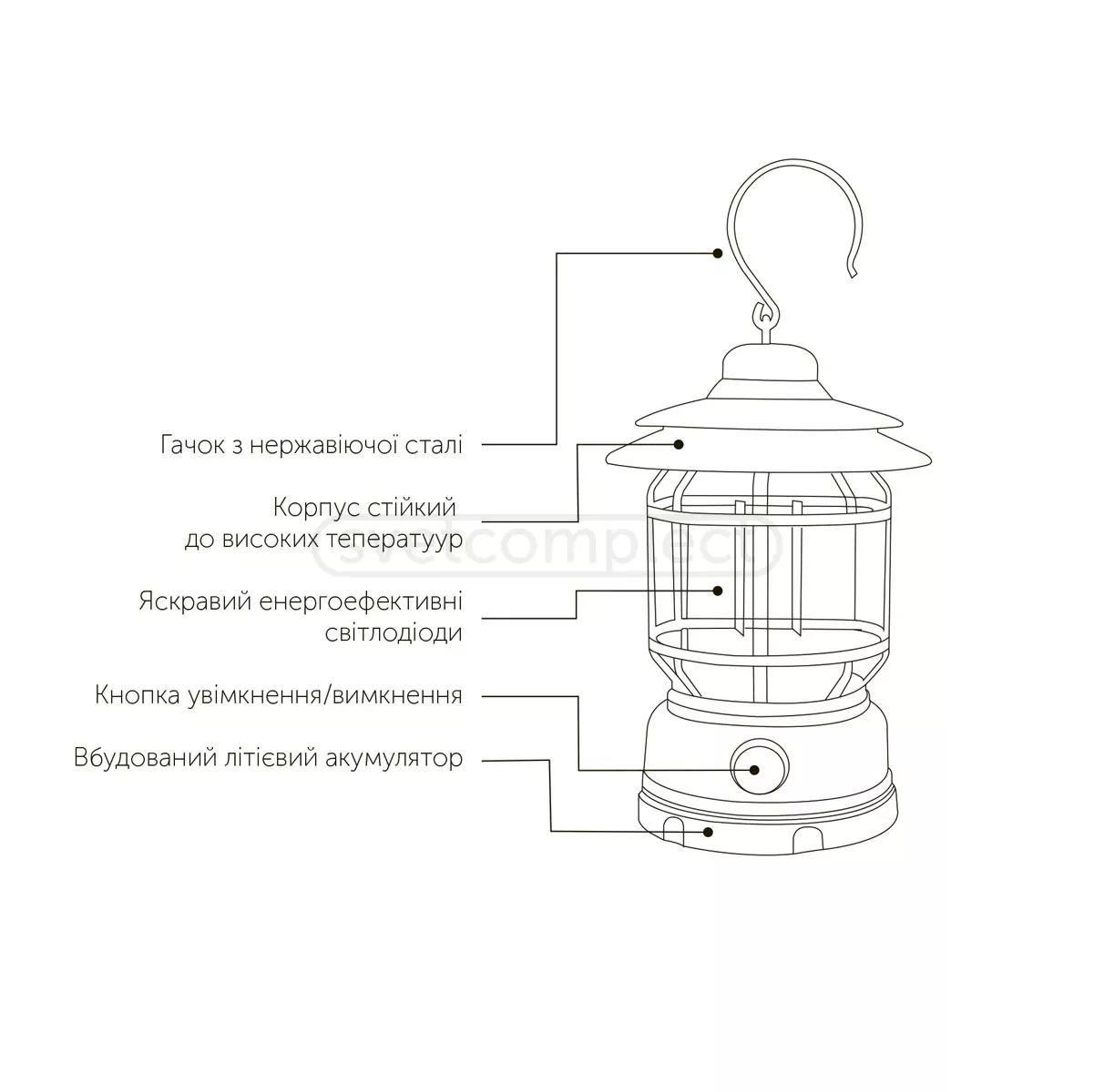 Ліхтар кемпінговий з гачком LED CONCEPT AP-VCL5W Ліхтар кемпінговий з гачком LED CONCEPT AP-VCL5W