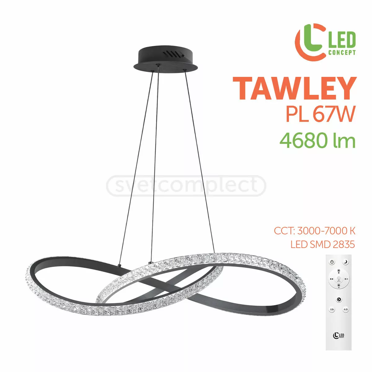 Світильник світлодіодний LED Tawley PL 67W RC BK LED CONCEPT Світильник світлодіодний LED Tawley PL 67W RC BK LED CONCEPT