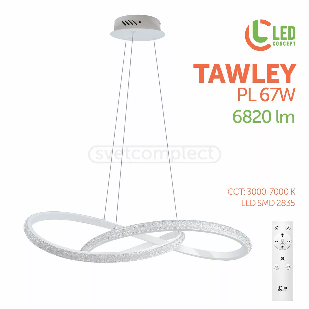Світильник світлодіодний LED Tawley PL 67W RC WH LED CONCEPT Світильник світлодіодний LED Tawley PL 67W RC WH LED CONCEPT