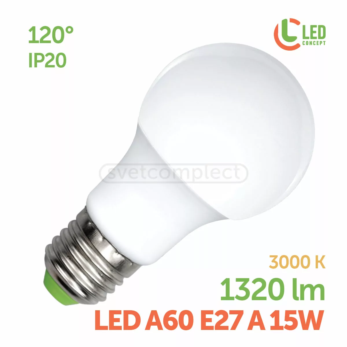 Лампа світлодіодна LED A60 E27 A 15W 3000K LED CONCEPT