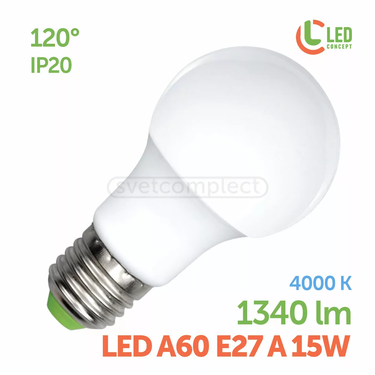 Лампа світлодіодна LED A60 E27 A 15W 4000K LED CONCEPT Лампа світлодіодна LED A60 E27 A 15W 4000K LED CONCEPT