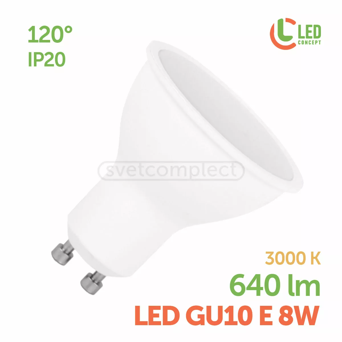 Лампа світлодіодна LED GU10 E 8W 3000K 220V LED CONCEPT