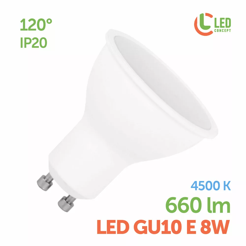 Лампа світлодіодна LED GU10 E 8W 4500K 220V LED CONCEPT