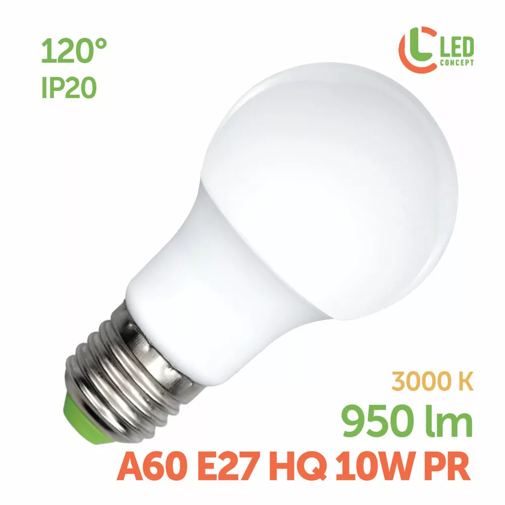 Лампа світлодіодна Led A60 E27 HQ 10W PR 3000K  LED CONCEPT