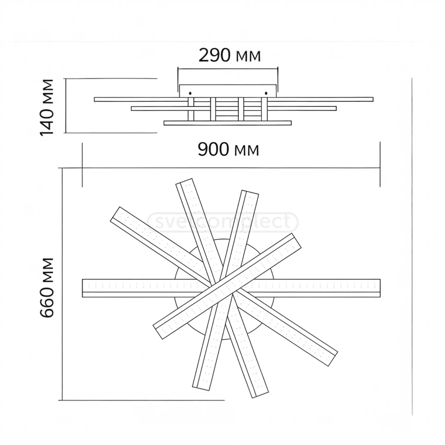 Світильник стельовий GRIM LED R 5 54W RC,4300Lm,3000-6500K,660x900x140mm,мет.акр.чорн.LIGHT SET